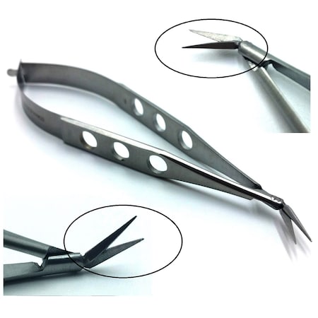 A2Z Scilab Vannas Micro Small Blade Stitch Scissors Angled to The Side, 4'' A2Z-ZR660